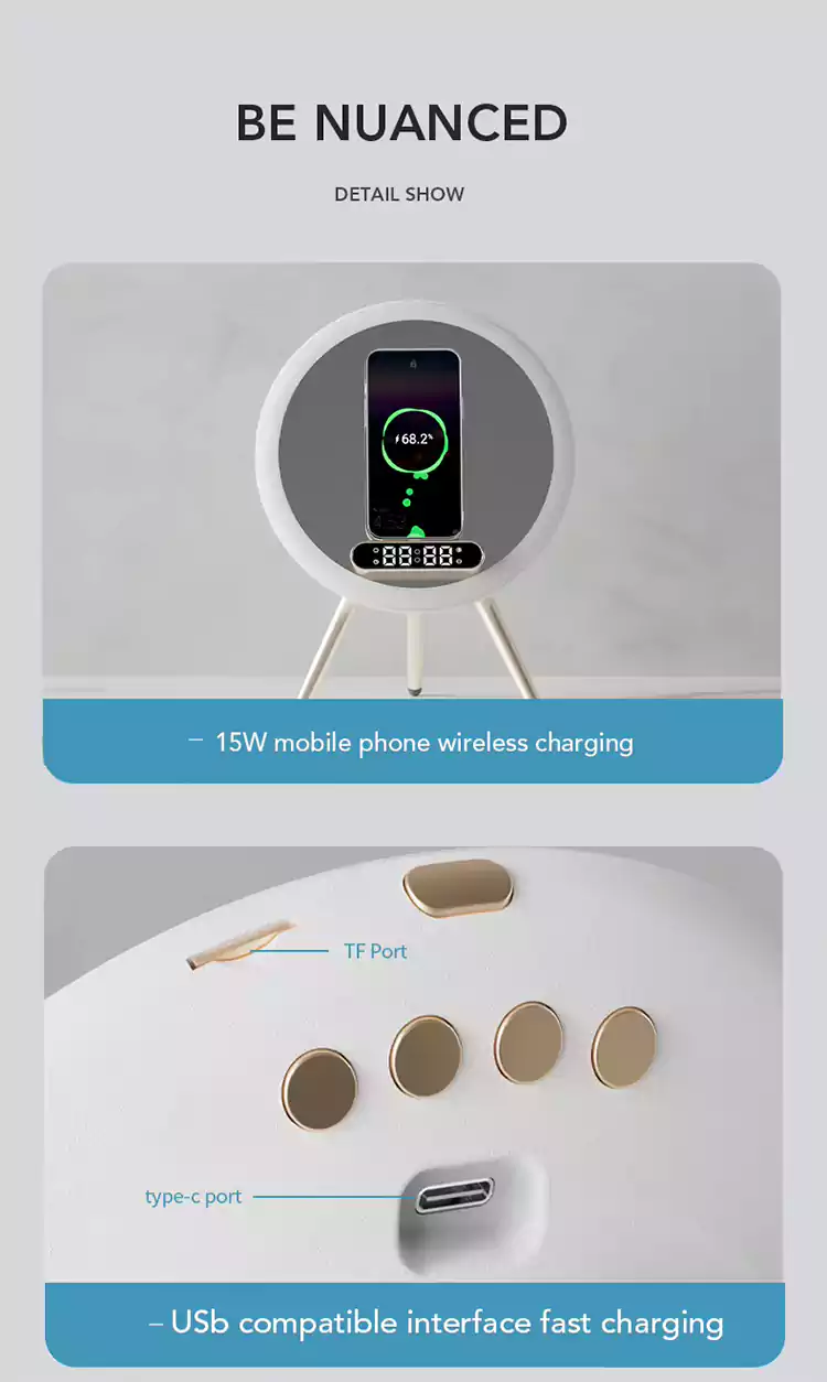 wholesale ai smart beauty mirror wireless charging bluetooth speakers q623