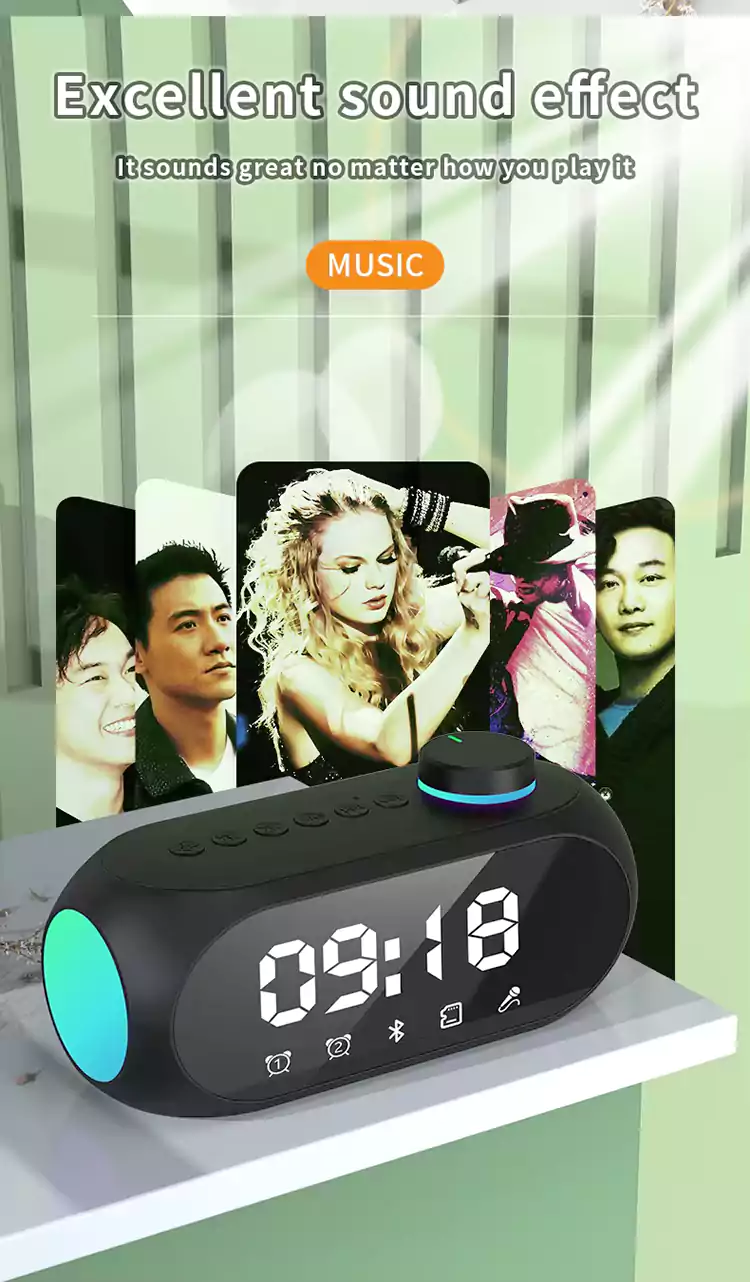 rgb subwoofe alarm clock wireless speaker s1814