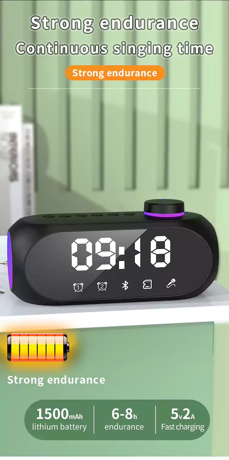 rgb subwoofe alarm clock wireless speaker s1820