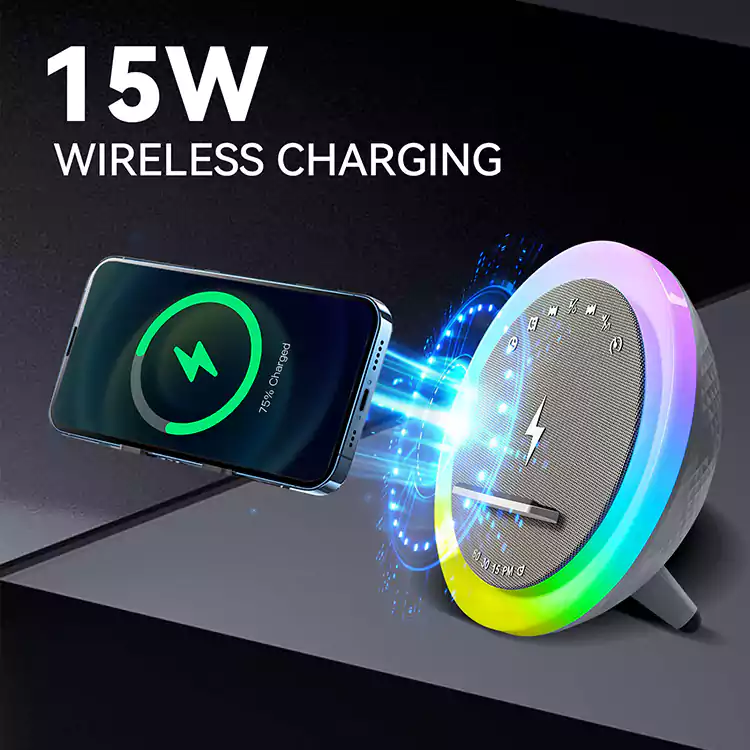 s302 alarm clock wireless charger bluetooth speaker 13