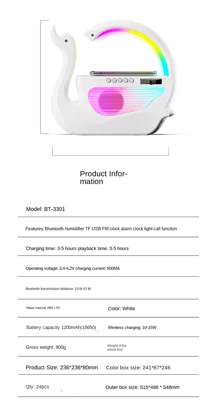 wholesale bluetooth speakers wireless charging clock humidifier 18